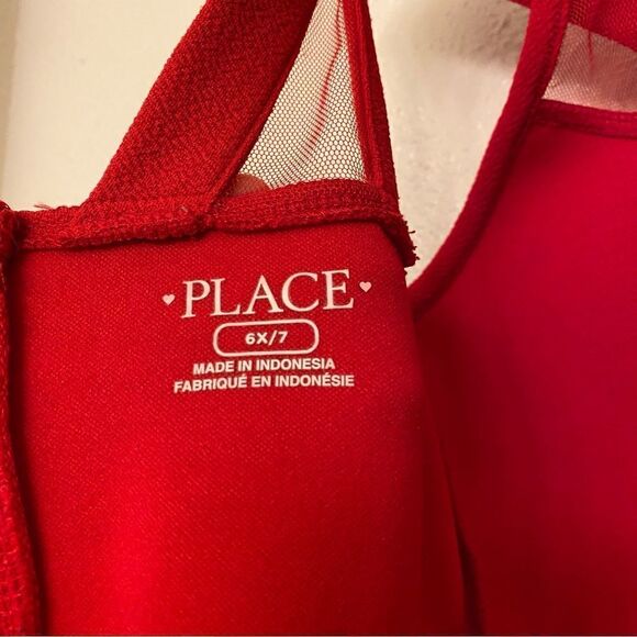 The Children’s Place Girls red dress formal rhinestone beaded collar mesh 6X-7 - Picture 11 of 11